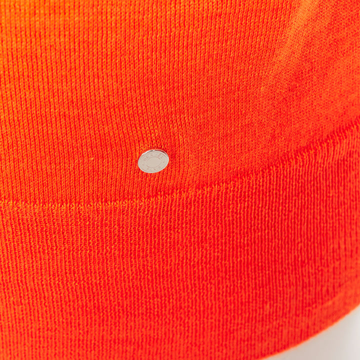 HERMES orange cashmere silk dual V-neck raglan sleeves sweater FR34 XS