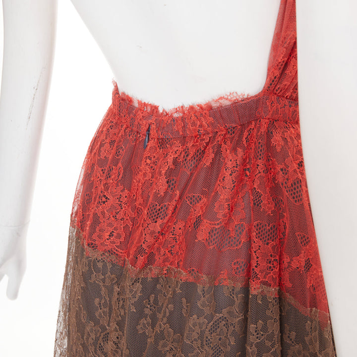 VALENTINO 2015 Runway colorblocked gradient tiered lace cape back dress IT38 XXS