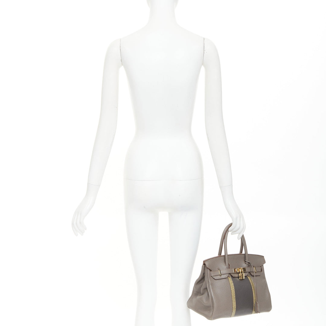 rare HERMES Jean Paul Gaultier Birkin 30 Club grey leather top handle bag