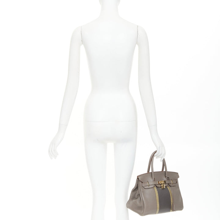 rare HERMES Jean Paul Gaultier Birkin 30 Club grey leather top handle bag