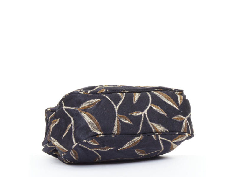 PRADA 1997 Vintage Runway Raso Calla Lily black chinoiserie pouch clutch bag