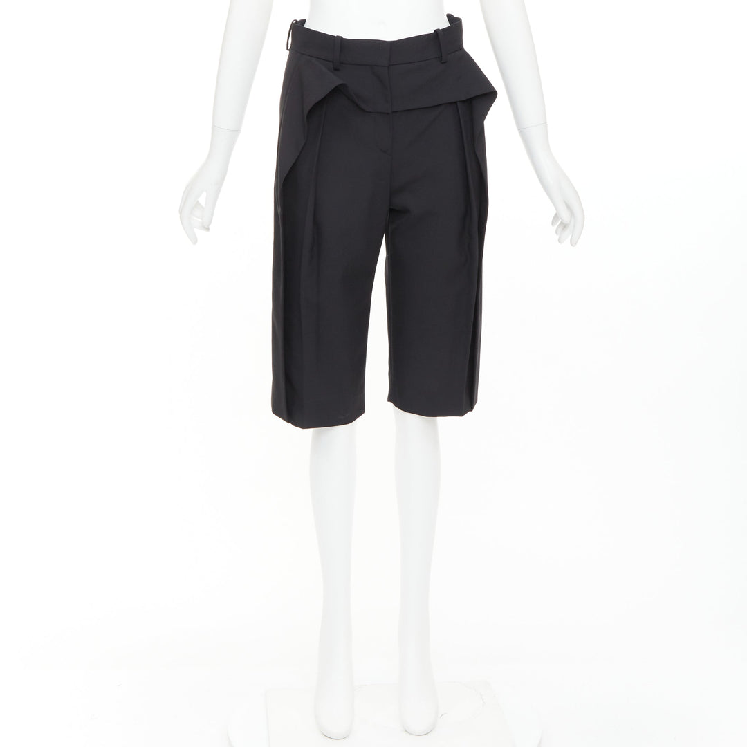BALENCIAGA black peplum ruffle high waist dress knee shorts FR36 S