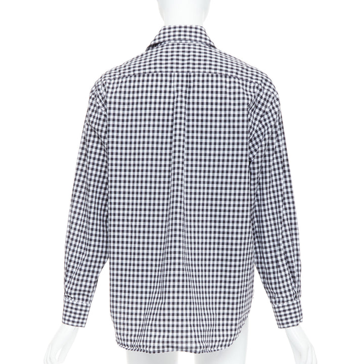 BURBERRY black white cotton check gingham silver snap button shirt IT40 S