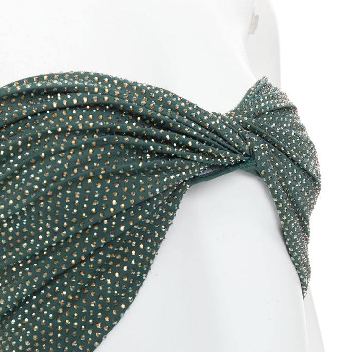 ALEXANDRE VAUTHIER Scarabeus green strass crystal cut out twisted low waist gown