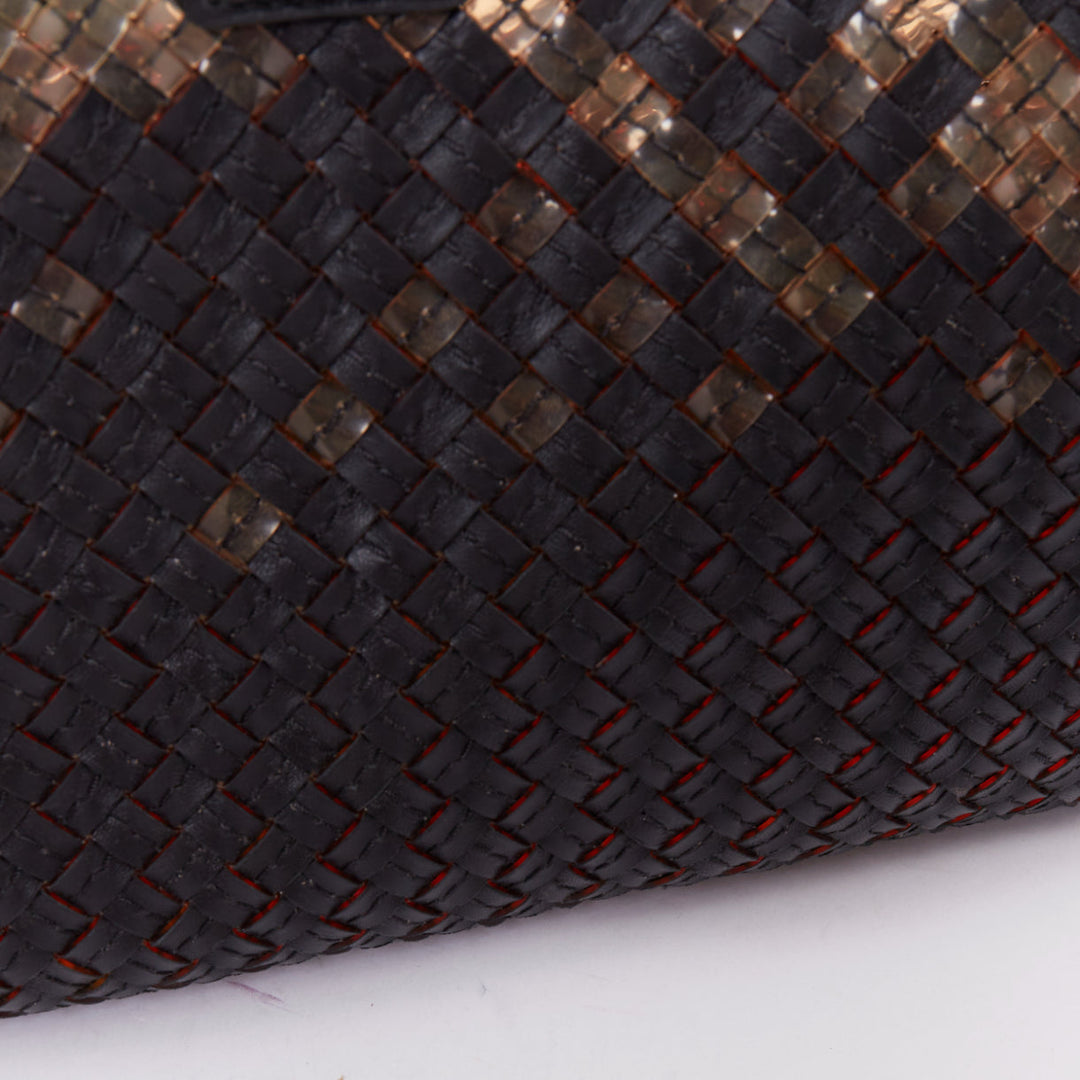 BOTTEGA VENETA Limited Cabat MM clear pvc black leather intrecciato tote bag