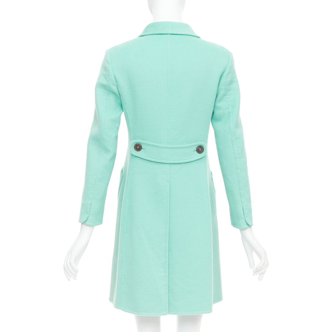 JIL SANDER turquoise blue angorawool patch pocket minimal coat  FR34 XS