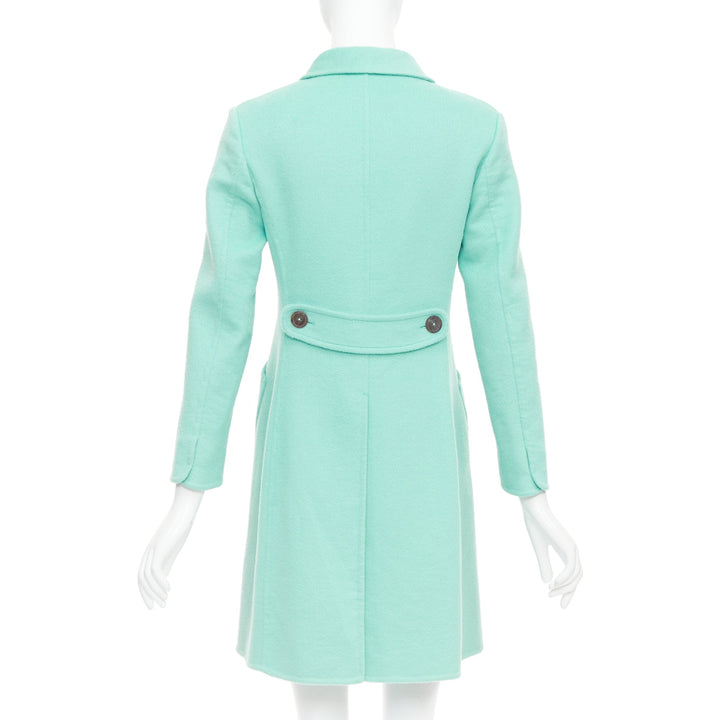 JIL SANDER turquoise blue angorawool patch pocket minimal coat  FR34 XS