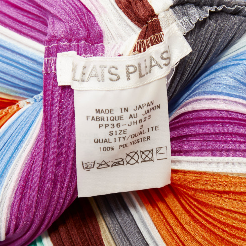 PLEATS PLEASE ISSEY MIYAKE multicolor striped sleeveless trapeze dress JP3 L