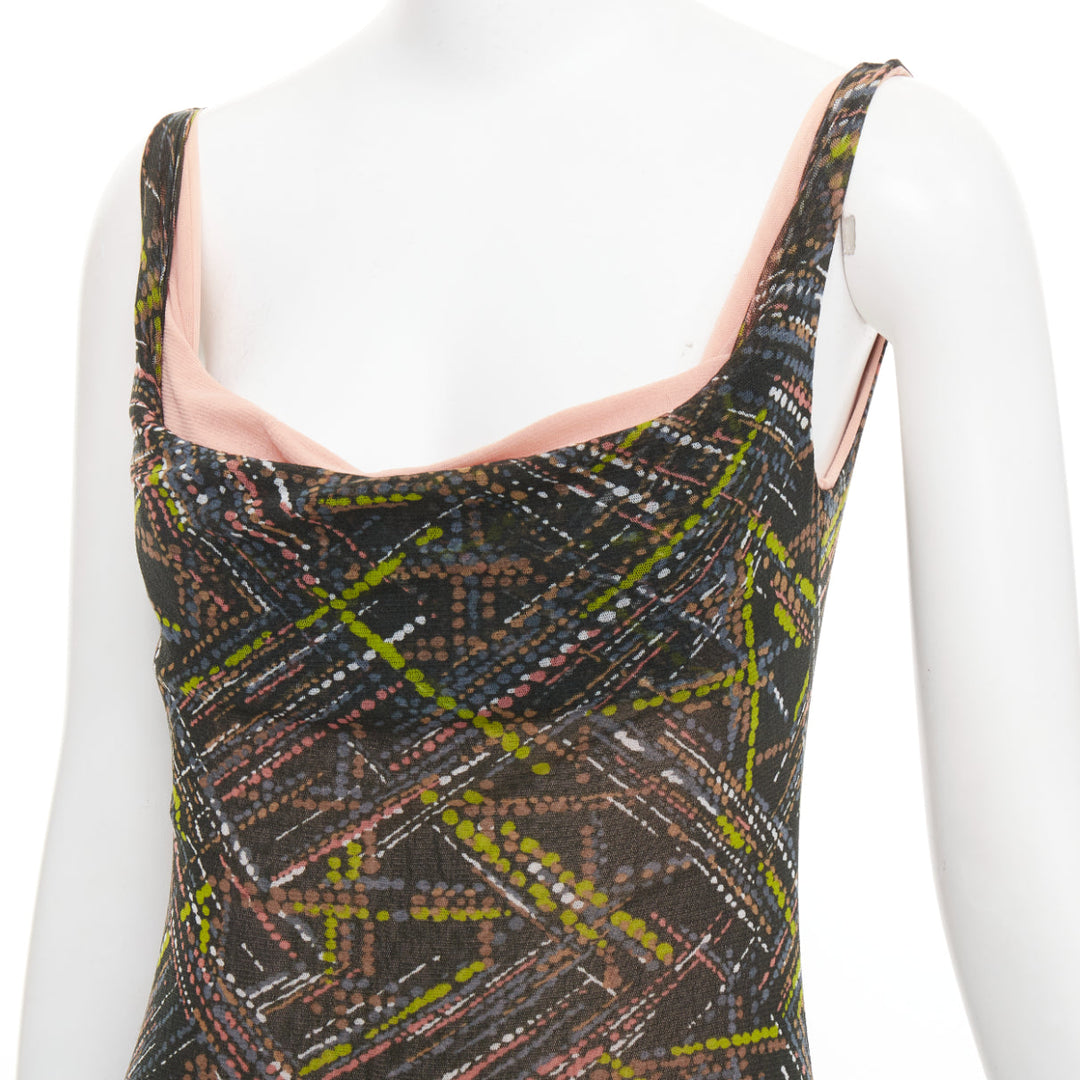 SEVERINE PERAUDIN Vintage Sinop brown opium purple abstract long dress M