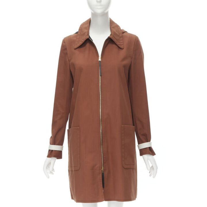 Female mannequin wearing Marni Red Cotton Women Coat in Size IT40 | Available at JHROP