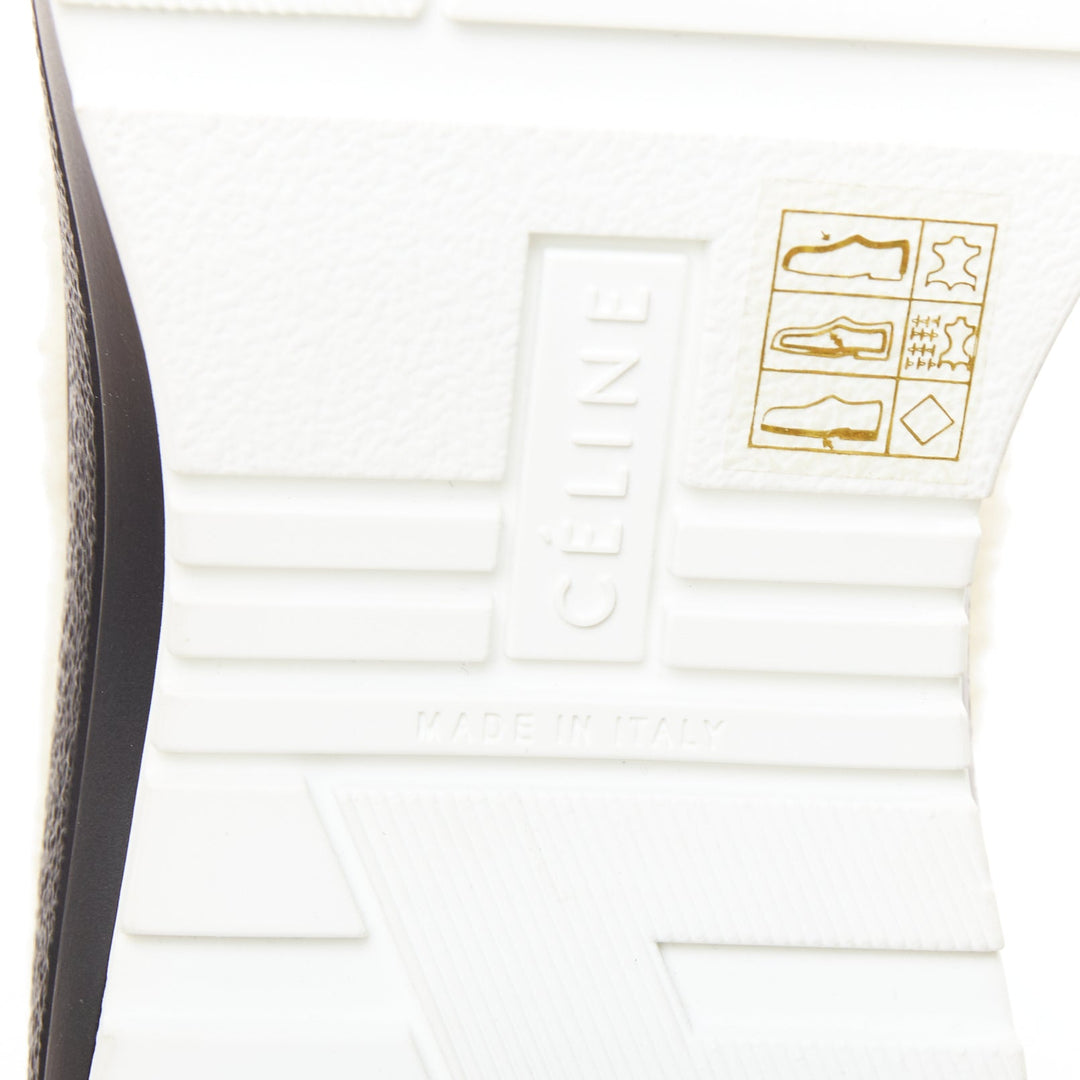 CELINE Delivery beige shearling black midsoles chunky sneakers EU40