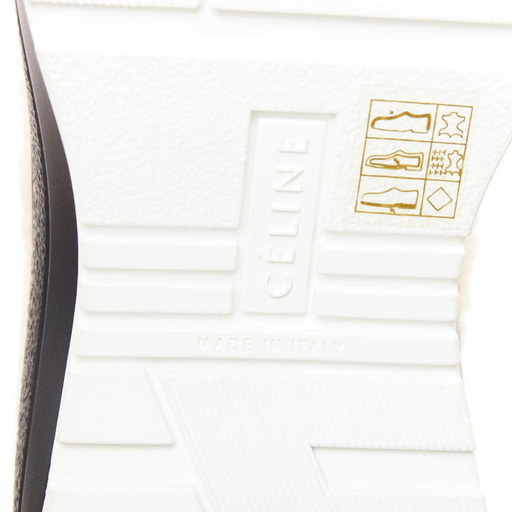 CELINE Delivery beige shearling black midsoles chunky sneakers EU40