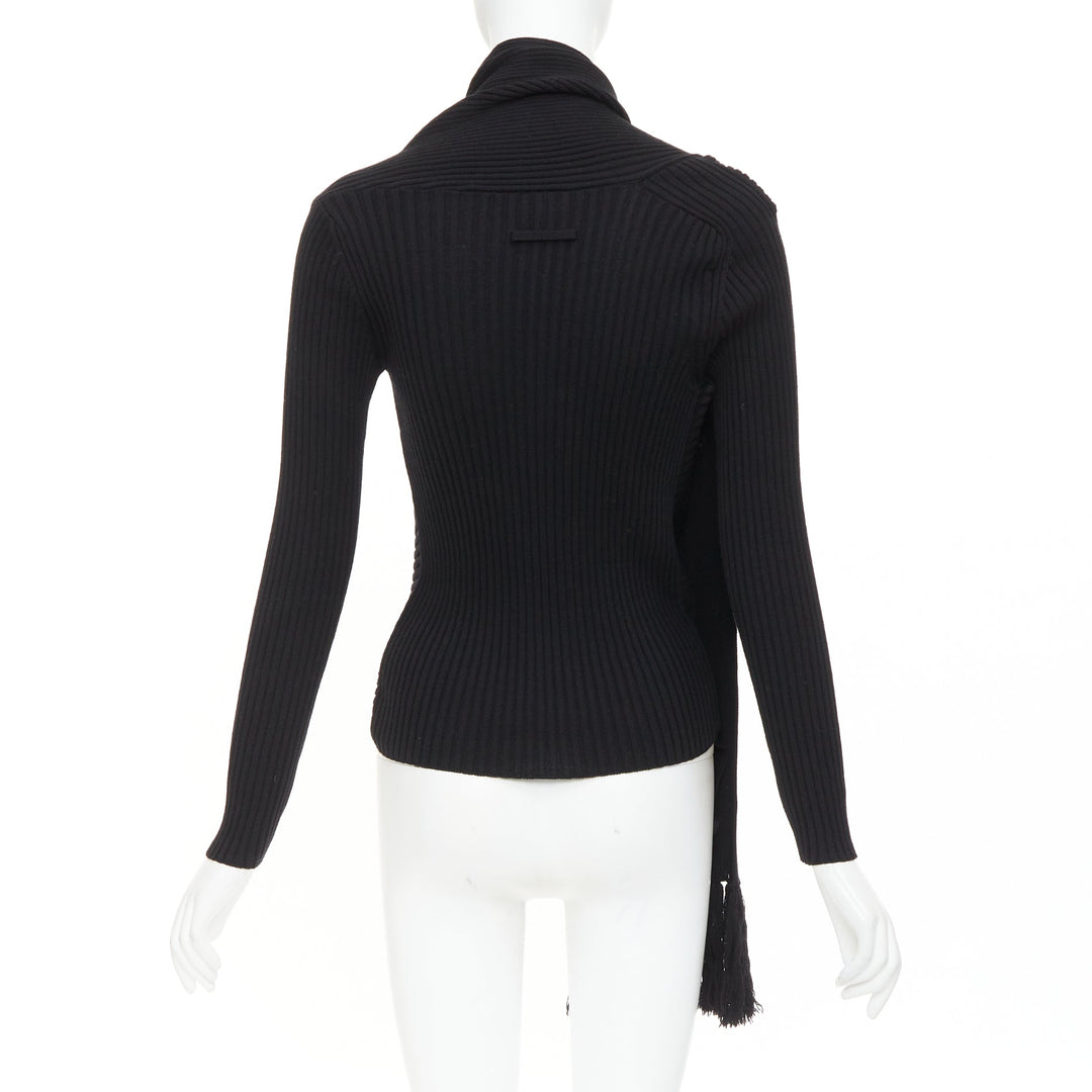 JEAN PAUL GAULTIER Vintage Maille Femme black wool cowl neck sweater L