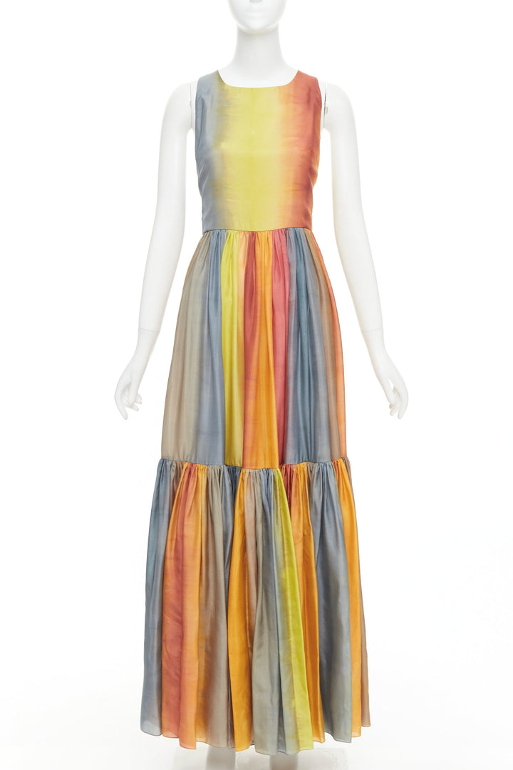 CHRISTIAN DIOR 2022 Runway Maria Grazia Chiuri rainbow silk tie dye dress FR38 M