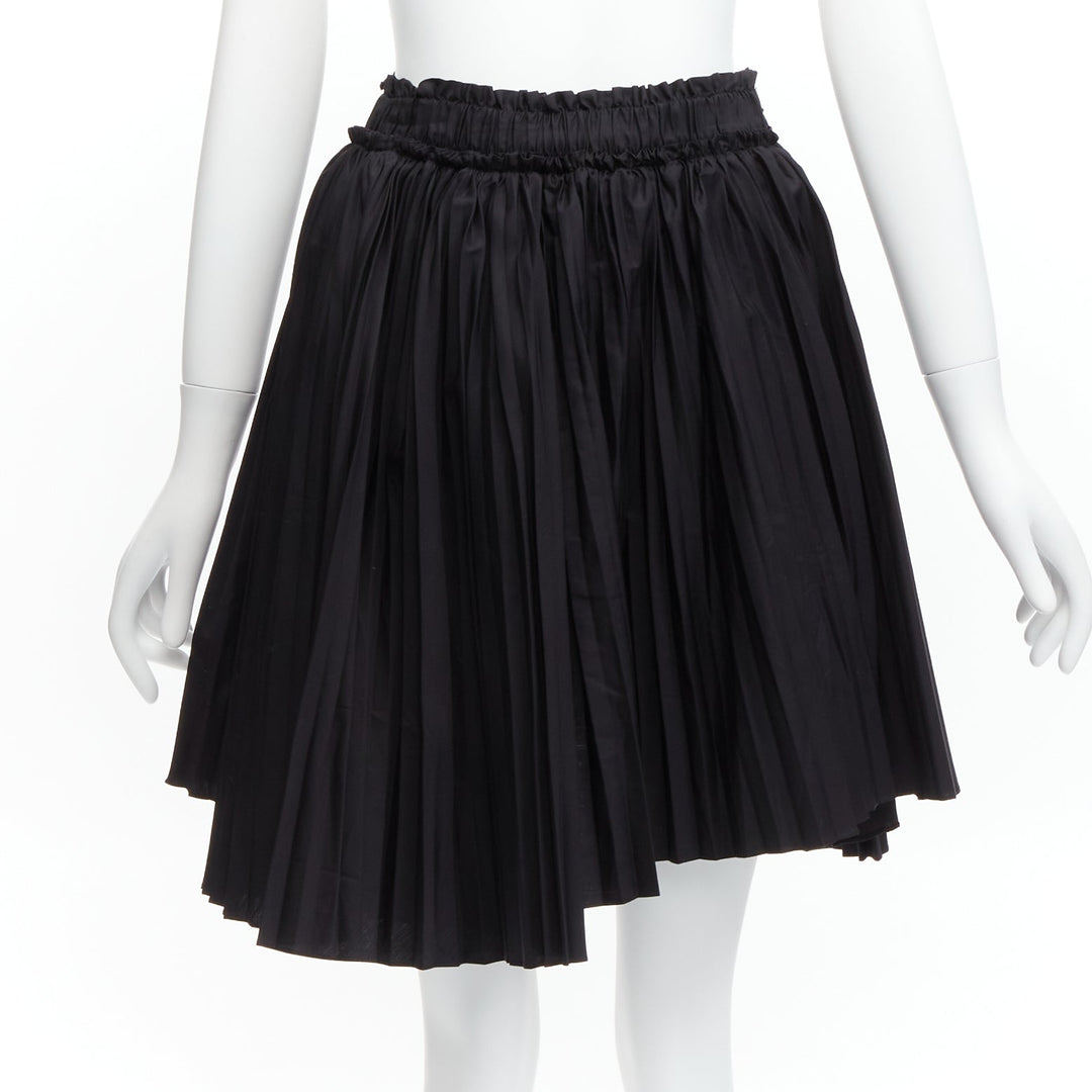 TOD'S black cotton asymmetric high low pleated flared skirt IT38 XS