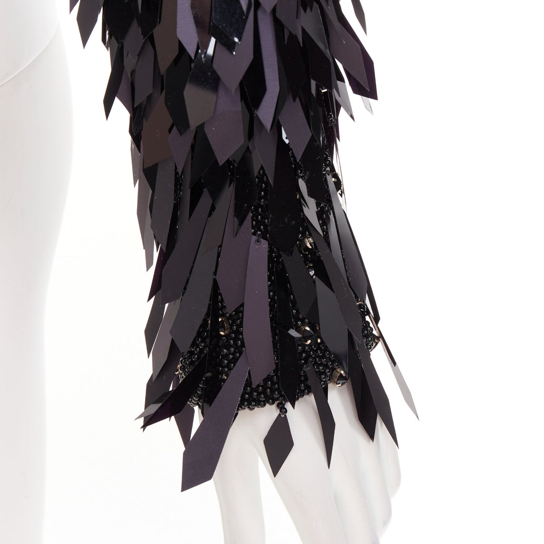 rare ALEXANDRE VAUTHIER COUTURE AW2023 Runway black filigree pailette beaded top