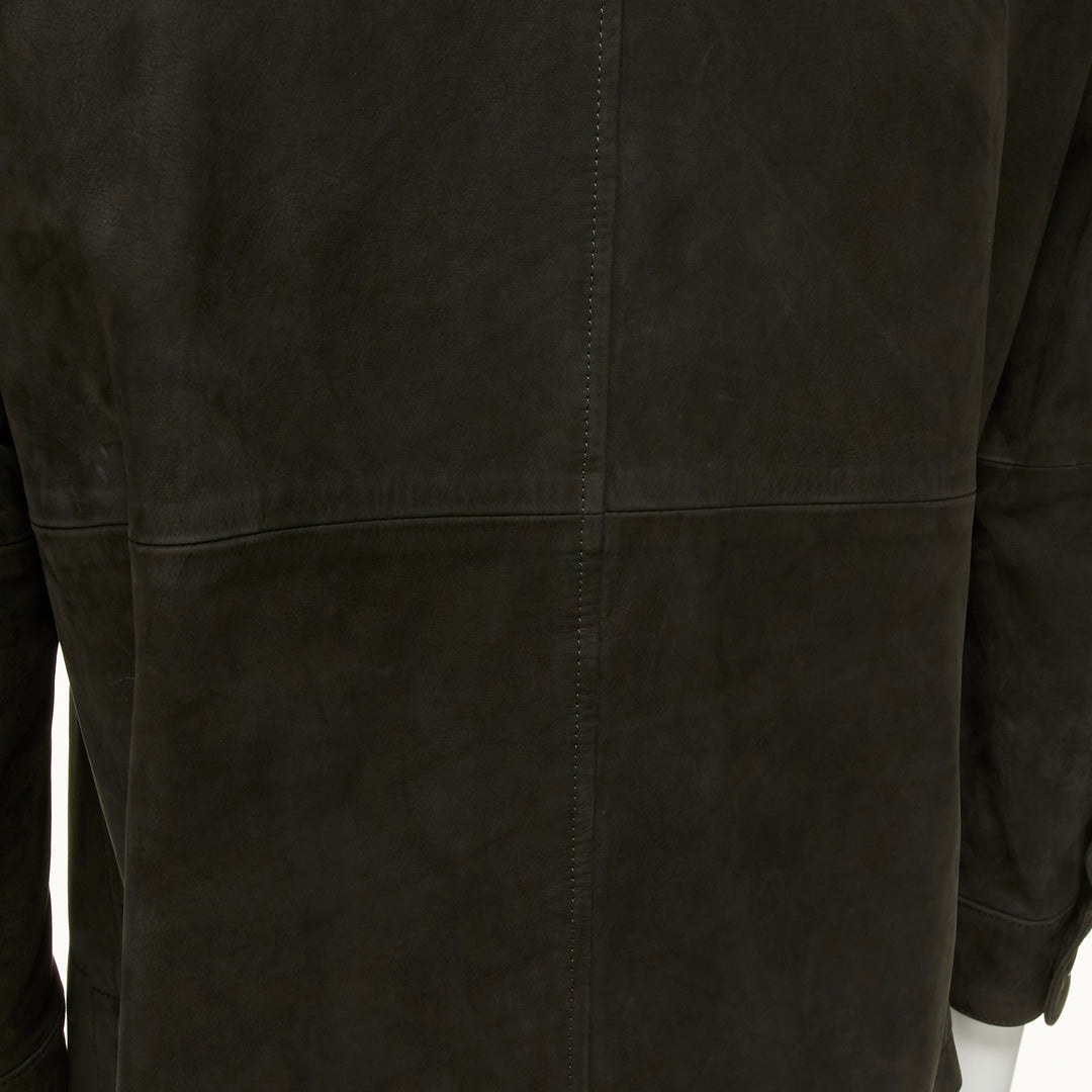 ISSEY MIYAKE WHITE LABEL grey cowhide suede leather overshirt jacket JP1 S