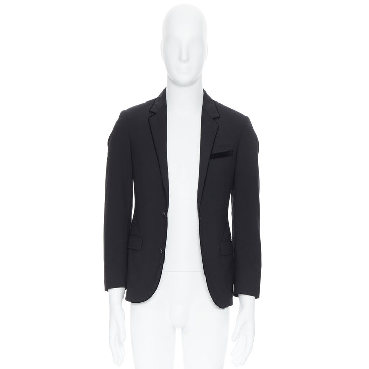LANVIN ALBER ELBAZ wool blend black velvet peak lapel formal blazer jacket FR44