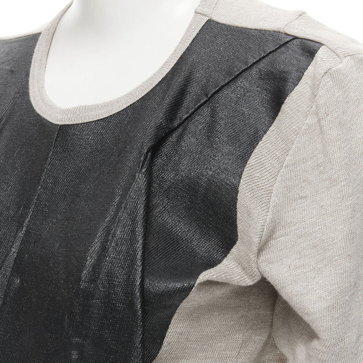 vintage JUNYA WATANABE 1998 grey linen black lacquered front sweater top S