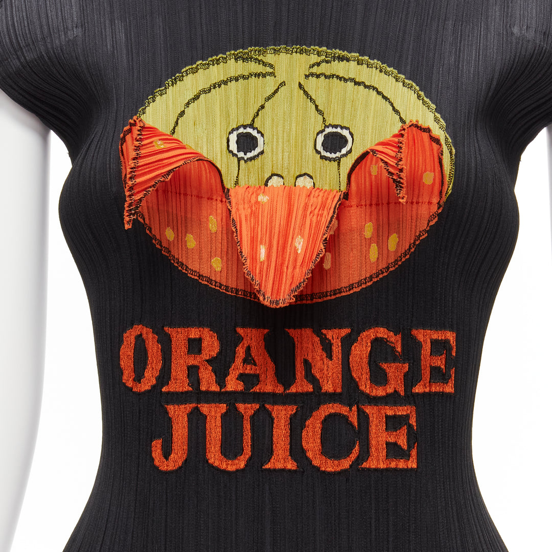 rare ISSEY MIYAKE Pleats Please 2008 Vintage Orange Juice peelable black top JP3