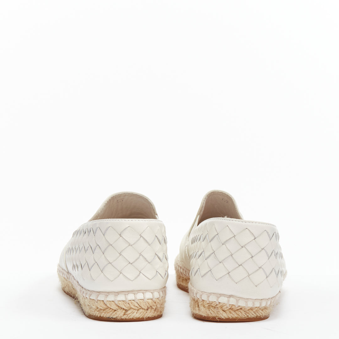 BOTTEGA VENETA white intrecciato woven leather espadrille flats shoes EU37