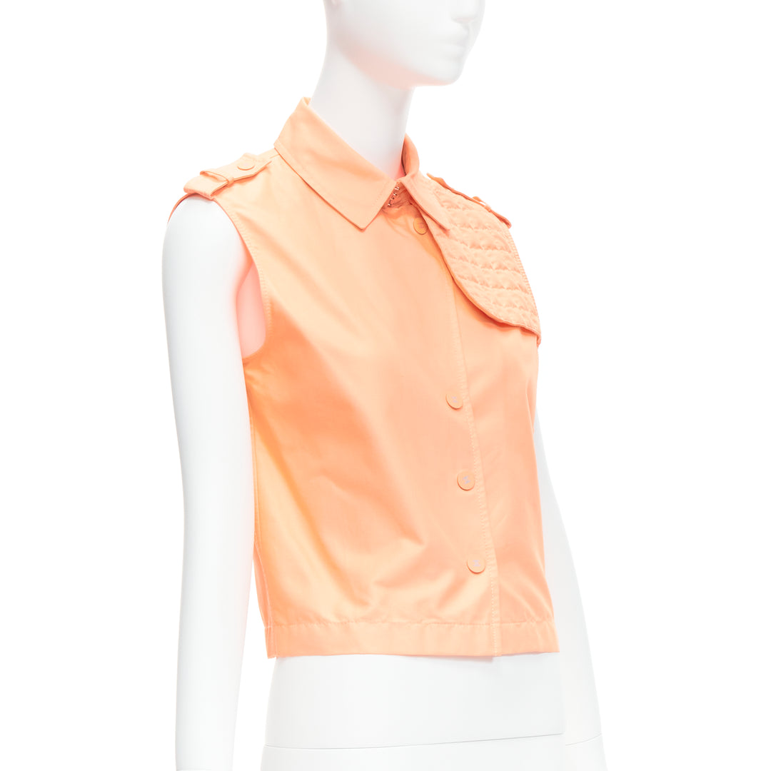 CHANEL 00T apricot orange CC button quilted panel cropped vest FR38 M