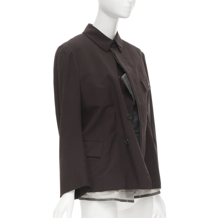runway COMME DES GARCONS 1998 burgundy grey wool corset vest bundled blazer M
