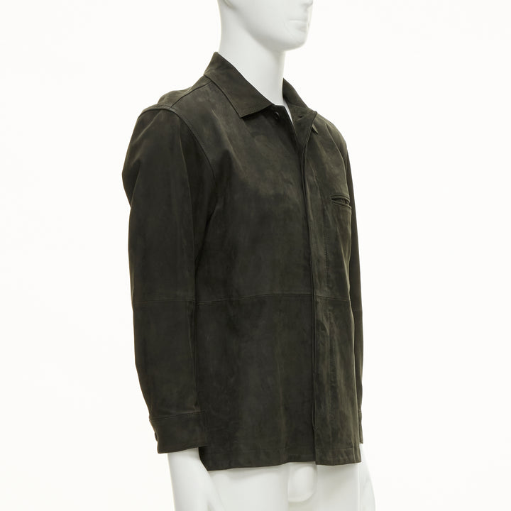 ISSEY MIYAKE WHITE LABEL grey cowhide suede leather overshirt jacket JP1 S