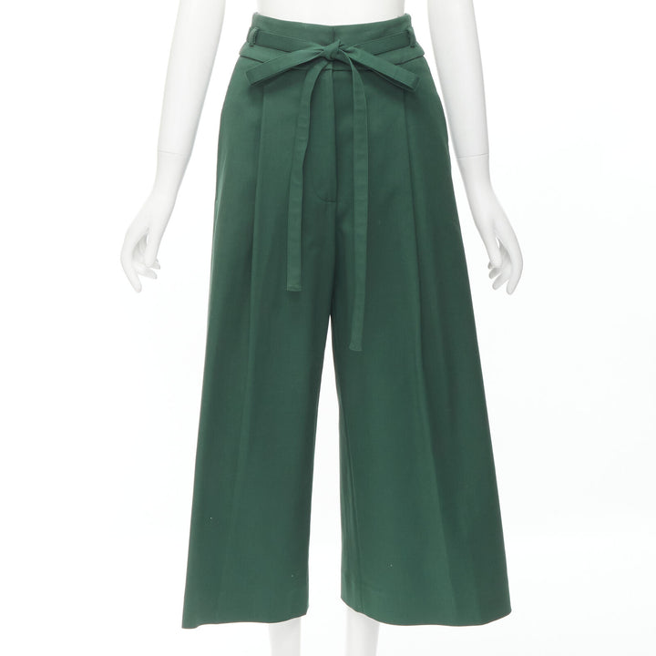 ROCHAS dark green cotton blend flared back vest wide leg pants FR38 S