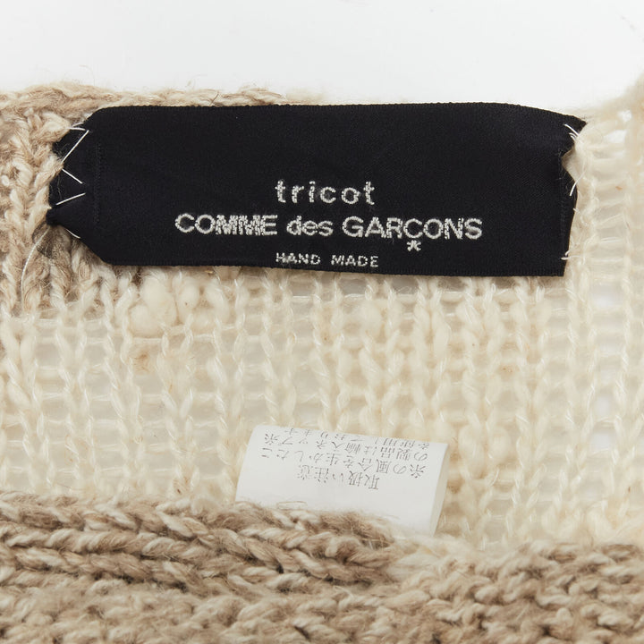 TRICOT COMME DES GARCONS 1980's Vintage Hand Made crochet knit wool sweater