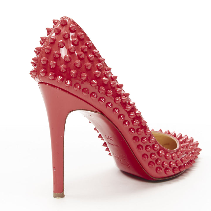 CHRISTIAN LOUBOUTIN pastel pink patent spike allover stud pigalle pump EU39.5