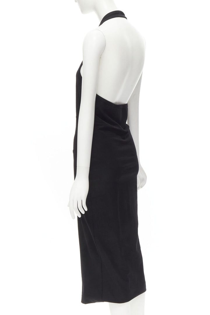 COMME DES GARCONS 1980s Vintage black nylon cotton halter bias skirt dress