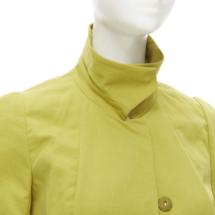 MARNI yellow silk lime yellow pleat seam short sleeve coat IT38 XS