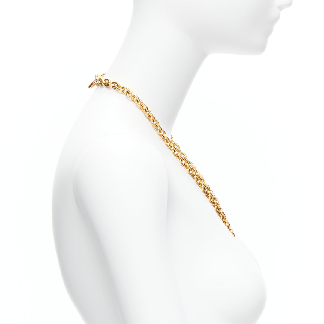 CHANEL 94A Vintage gold tone interlock CC logo coin pendant chain necklace