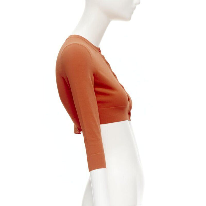ALAIA Signature cropped stretch knit cardigan Sanguine Orange FR36 XS