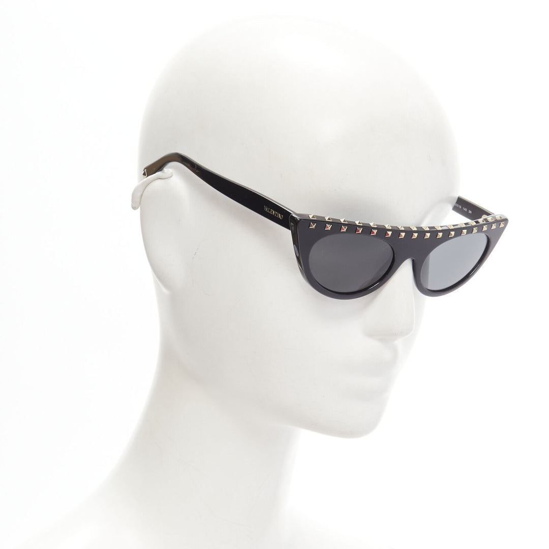 VALENTINO VA4018 Rockstud black gold studded cateye sunglasses