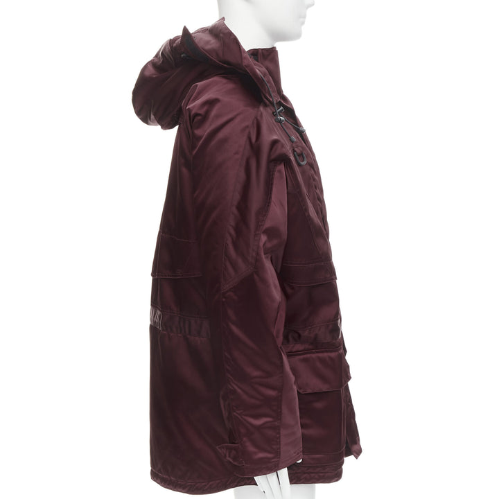 BALENCIAGA Demna burgundy red oversized hooded quilted ski jacket coat