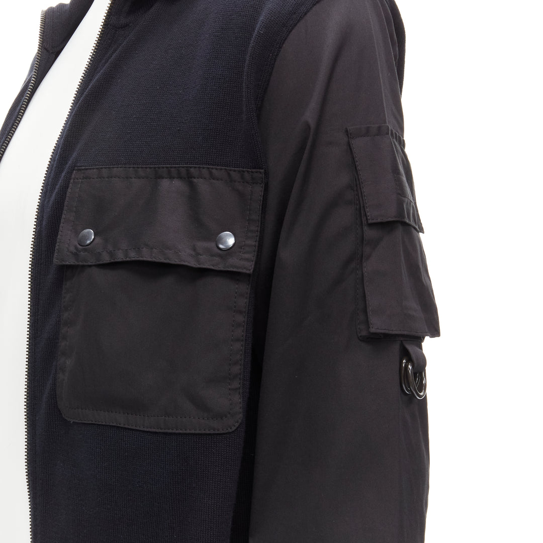 PRADA LINEA ROSSA black cotton utility pocket zip up  jacket IT50 L