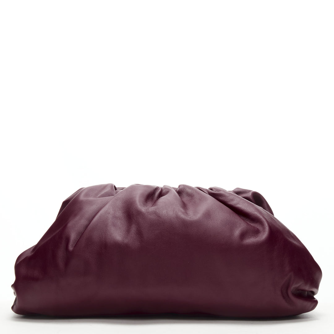 BOTTEGA VENETA The Pouch burgundy red soft lambskin leather clutch bag