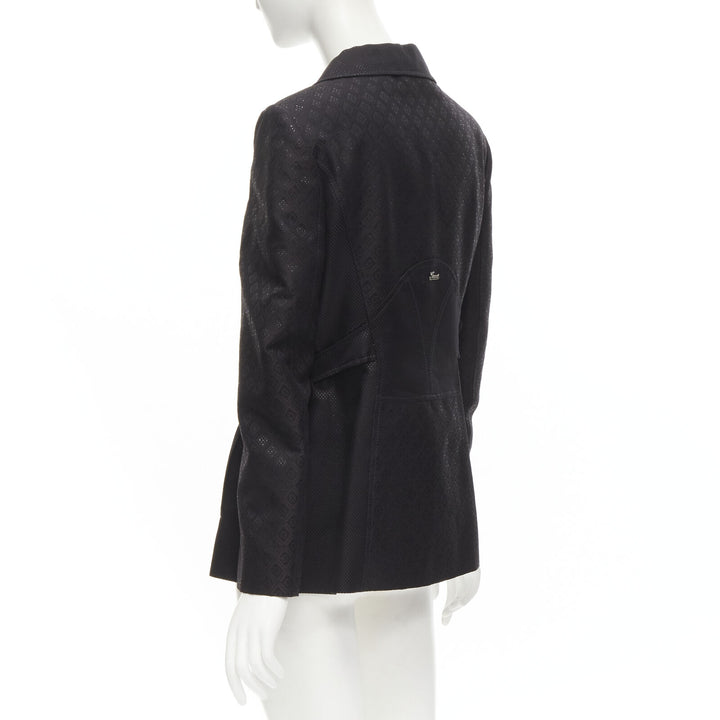 GUCCI 2006 Vintage black metallic oriental brocade double breasted jacket IT44 M