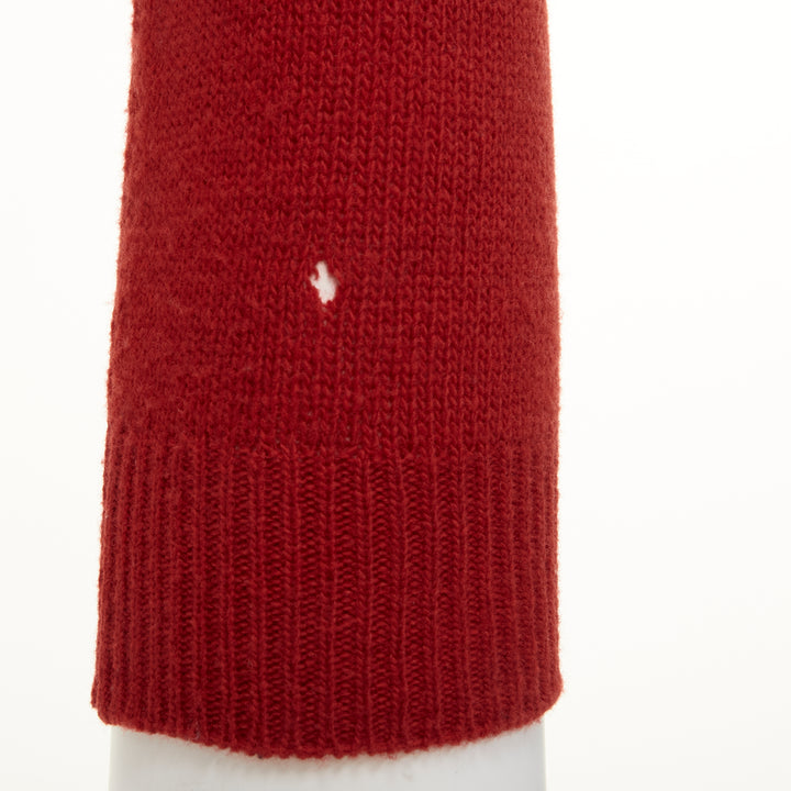 LOUIS VUITTON 100% wool red LV oversized logo long sleeve crew sweater M