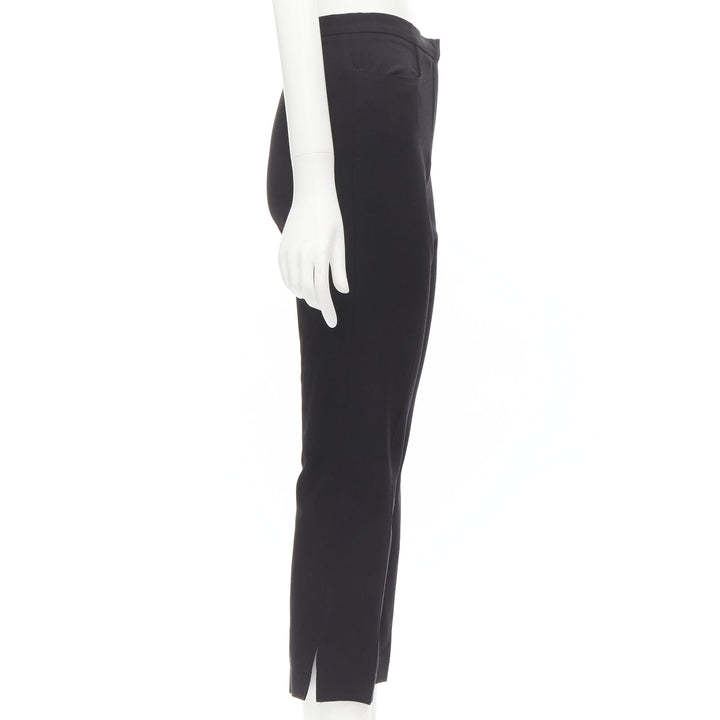 GIANNI VERSACE Vintage black viscose wool high waisted slit trousers IT38 XS