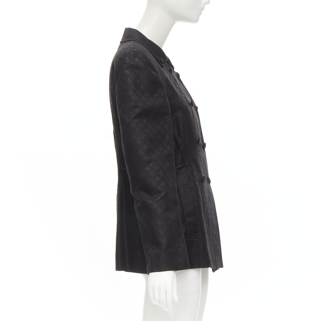 GUCCI 2006 Vintage black metallic oriental brocade double breasted jacket IT44 M