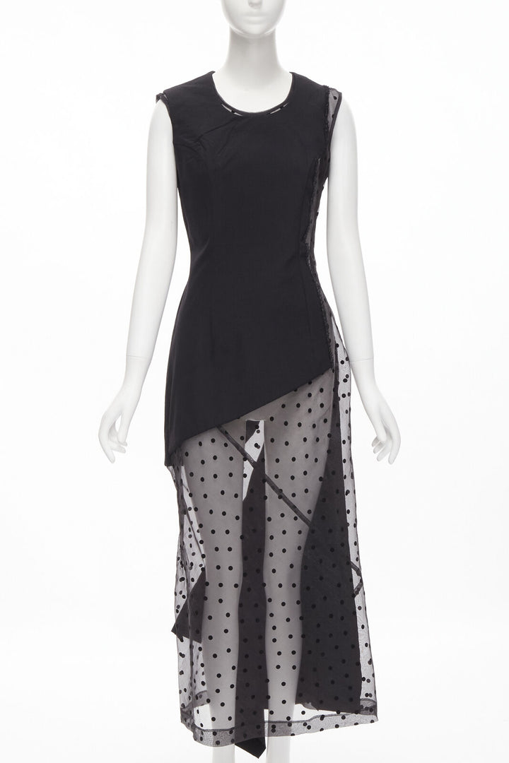 vintage Runway COMME DES GARCONS 1997 black polka dot panel asymmetric dress M