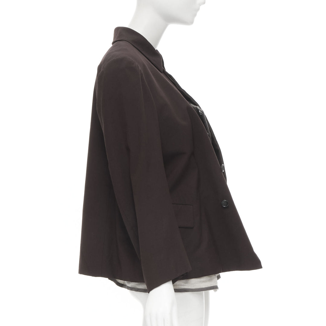 runway COMME DES GARCONS 1998 burgundy grey wool corset vest bundled blazer M