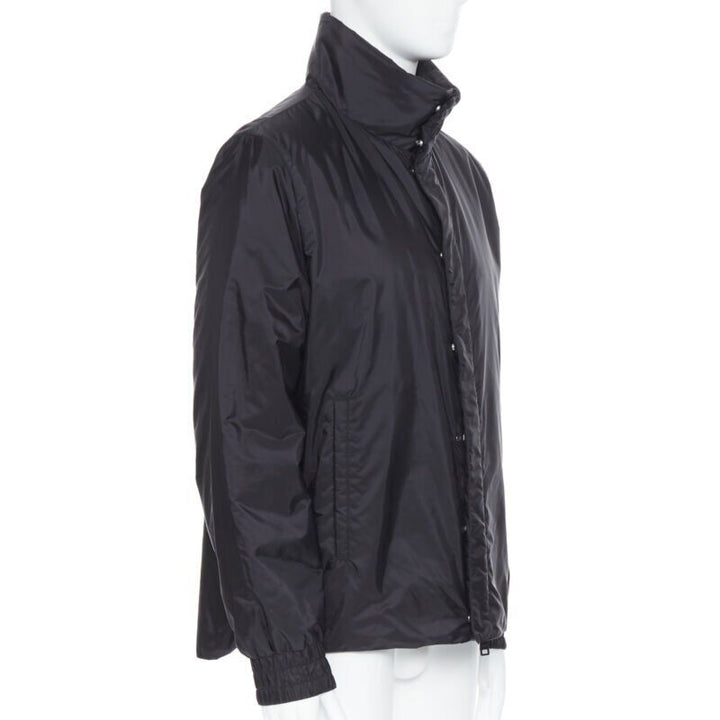 PRADA 2018 black nylon triangle rubber logo detail padded jacket IT50 L