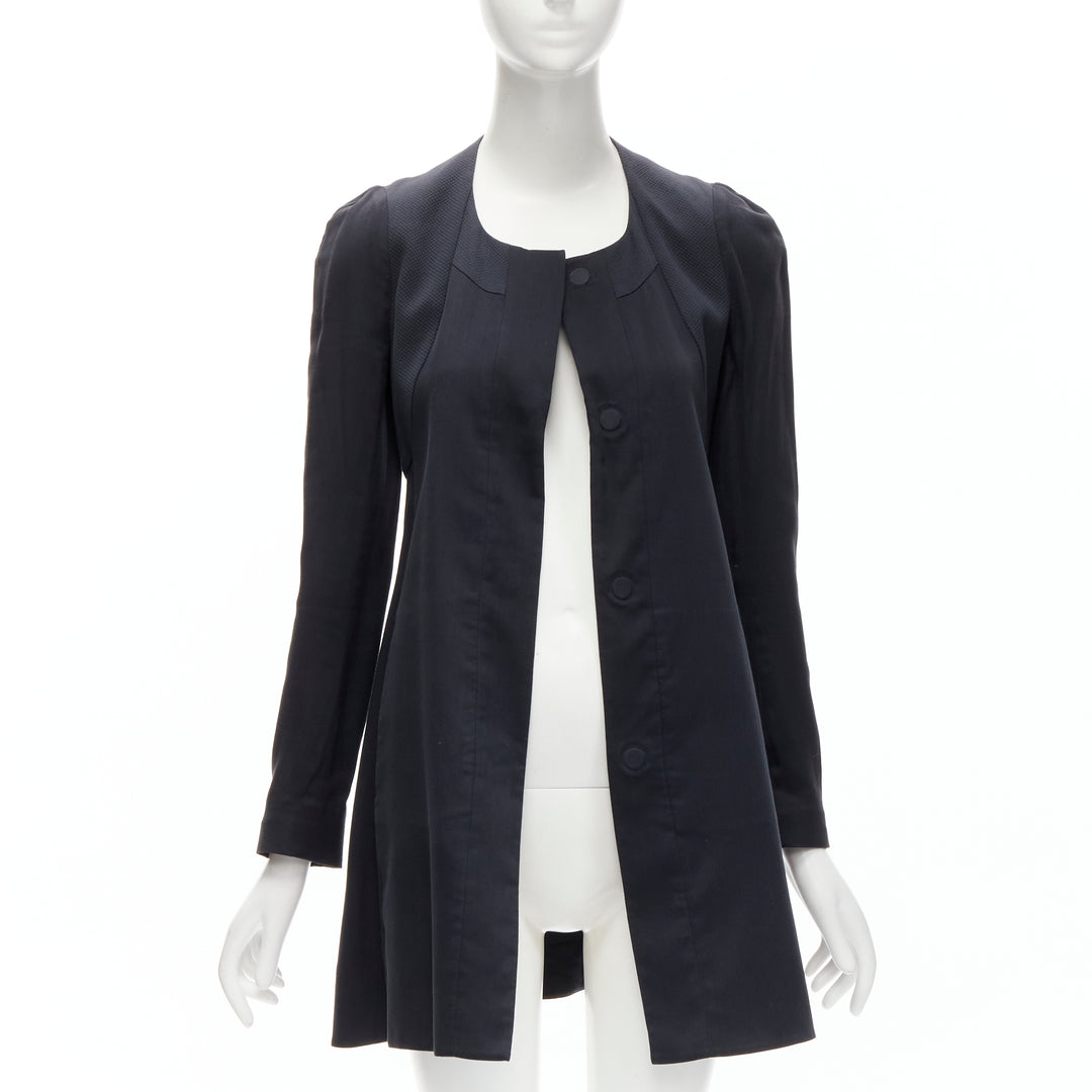 RUE DU MAIL invisible magnet button panelled flared coat FR34 XS
