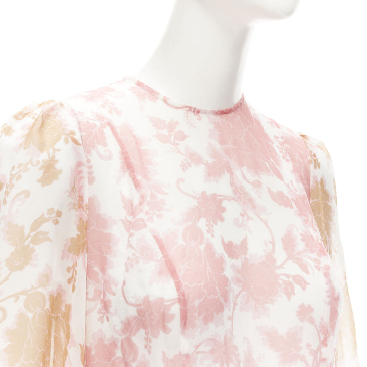 ZIMMERMANN cotton blend white floral print tiered maxi dress Sz 0 XS