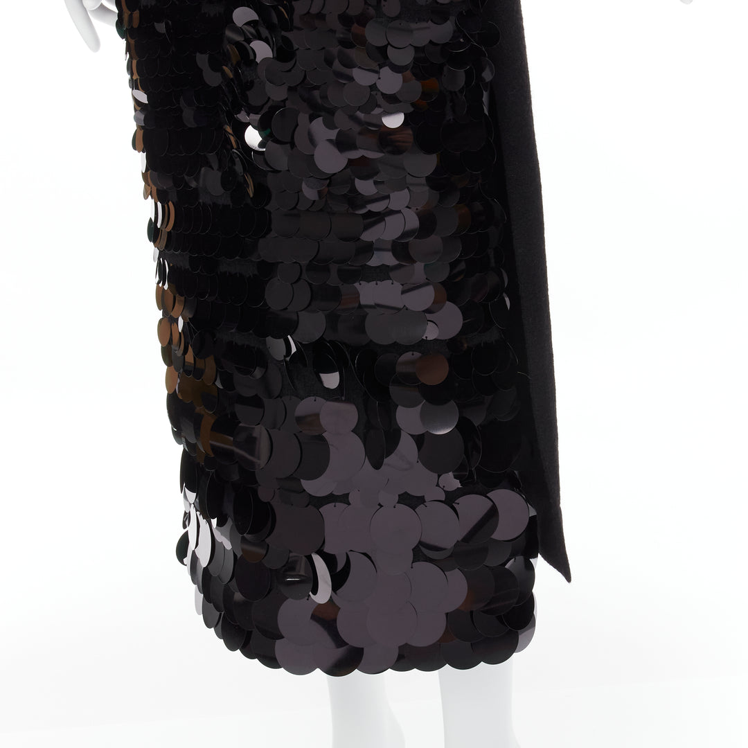 ALTUZARRA black merino wool knit gradient pailette cocktail dress XS
