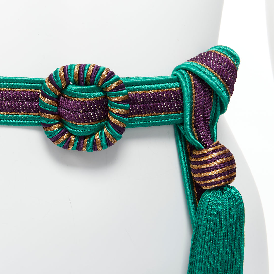 YVES SAINT LAURENT Rive Gauche Vintage green purple gold tassel hobo waist belt